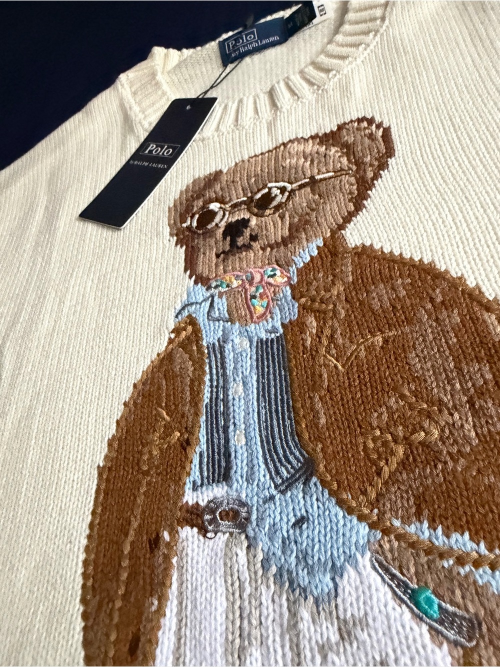 Ralph Lauren Cream Crewneck Sweater with Polo Bear Intarsia - Picture 8 of 9